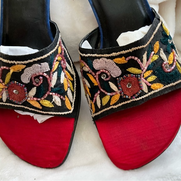 Embroidered Open-Toed Mules - Picture 2 of 4